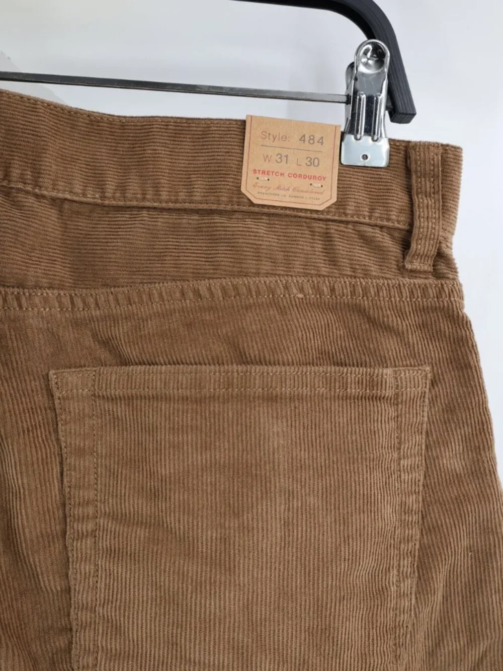 NWT J Crew 484 Pants Mens 31 L29 Stretch Corduroy Slim Fit Straight Leg Brown